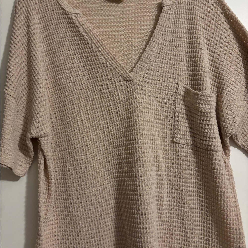 BiBi Textured Knit Top in Beige